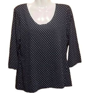 L.L.Bean womens top Swiss dot pullover‎ 100% cotton XL round neck half sleeve